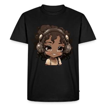 K-Pop Anime Musique Kpop afro-américaine - T-shirt Premium bio Homme - noir - Devant - Nico (187cm)