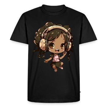 K-Pop Anime Musique Kpop afro-américaine - T-shirt Premium bio Homme - noir - Devant - Nico (187cm)