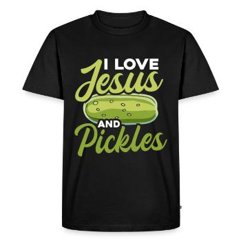 Cornichons et culture de légumes de cornichons Jésus - T-shirt Premium bio Homme - noir - Devant - Nico (187cm)