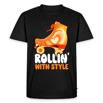 Roller Skates Funny 80s Roller Disco Skating - Men's Premium Organic T-Shirt - black - Front - Nico (187cm)
