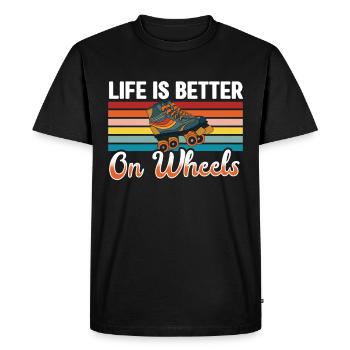 Roller Skates Funny 80s Roller Disco Skating - Men's Premium Organic T-Shirt - black - Front - Nico (187cm)