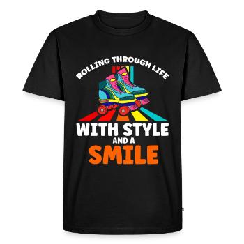 Roller Skates Funny 80s Roller Disco Skating - Men's Premium Organic T-Shirt - black - Front - Nico (187cm)