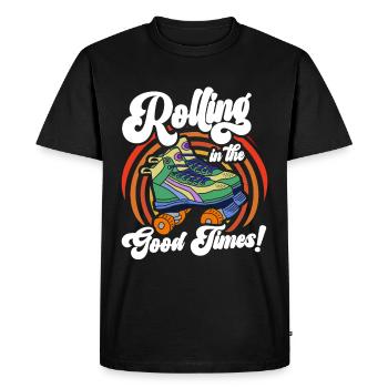 Roller Skates Funny 80s Roller Disco Skating - Men's Premium Organic T-Shirt - black - Front - Nico (187cm)