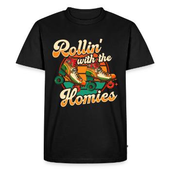 Roller Skates Funny 80s Roller Disco Skating - Men's Premium Organic T-Shirt - black - Front - Nico (187cm)