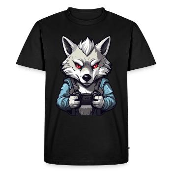 Cute Wolf Player Gaming Wolf Lover - Men's Premium Organic T-Shirt - black - Front - Nico (187cm)