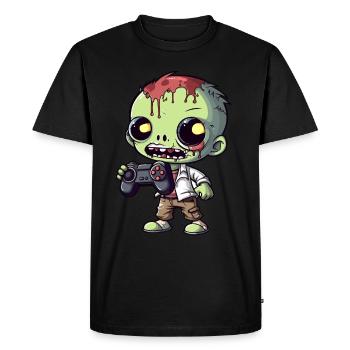 Cute Zombie Player Gaming Zombie Lover - Men's Premium Organic T-Shirt - black - Front - Nico (187cm)