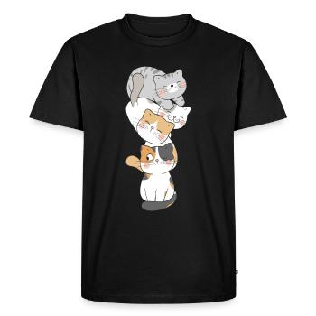 Cat Cute Kitty Stack Cats Anime Kawaii - Men's Premium Organic T-Shirt - black - Front - Nico (187cm)
