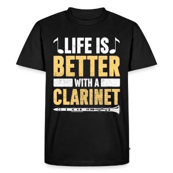 Clarinettiste Clarinette Jouant de la basse - T-shirt Premium bio Homme - noir - Devant - Nico (187cm)