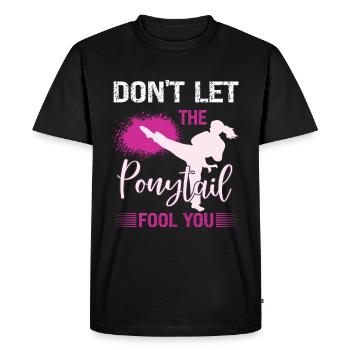 Karaté Fille Arts Martiaux Femmes Karaté Coup De Pied - T-shirt Premium bio Homme - noir - Devant - Nico (187cm)