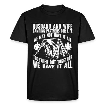 Mari Et Femme Camping Partenaire Couple Assorti - T-shirt Premium bio Homme - noir - Devant - Nico (187cm)