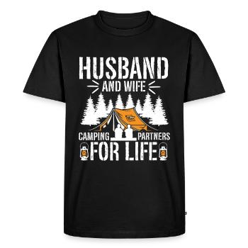 Mari Et Femme Camping Partenaire Couple Assorti - T-shirt Premium bio Homme - noir - Devant - Nico (187cm)