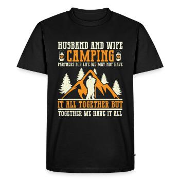 Mari Et Femme Camping Partenaire Couple Assorti - T-shirt Premium bio Homme - noir - Devant - Nico (187cm)