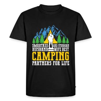 Mari Et Femme Camping Partenaire Couple Assorti - T-shirt Premium bio Homme - noir - Devant - Nico (187cm)