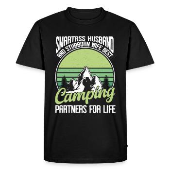 Mari Et Femme Camping Partenaire Couple Assorti - T-shirt Premium bio Homme - noir - Devant - Nico (187cm)