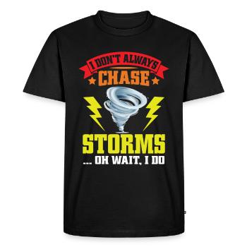 Drôle Tornade Hurricane Weather Chaser - T-shirt Premium bio Homme - noir - Devant - Nico (187cm)