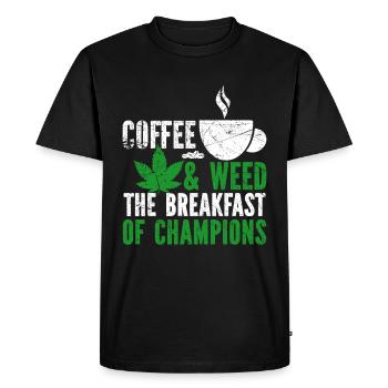 Weed, Café, Cannabis, Stoner, Caféine, Ganja - T-shirt Premium bio Homme - noir - Devant - Nico (187cm)