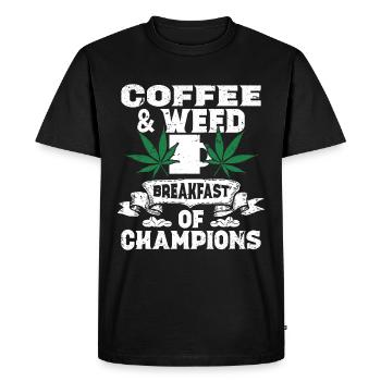 Weed, Café, Cannabis, Stoner, Caféine, Ganja - T-shirt Premium bio Homme - noir - Devant - Nico (187cm)