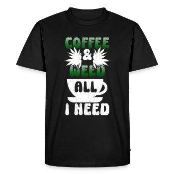 Weed, Café, Cannabis, Stoner, Caféine, Ganja - T-shirt Premium bio Homme - noir - Devant - Nico (187cm)