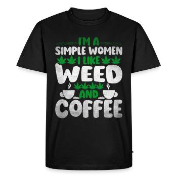Weed, Café, Cannabis, Stoner, Caféine, Ganja - T-shirt Premium bio Homme - noir - Devant - Nico (187cm)