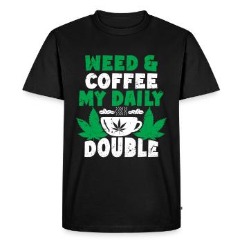 Weed, Café, Cannabis, Stoner, Caféine, Ganja - T-shirt Premium bio Homme - noir - Devant - Nico (187cm)