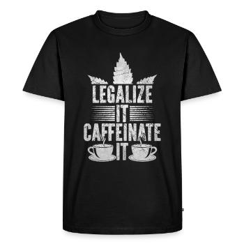 Weed, Café, Cannabis, Stoner, Caféine, Ganja - T-shirt Premium bio Homme - noir - Devant - Nico (187cm)
