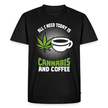 Weed, Café, Cannabis, Stoner, Caféine, Ganja - T-shirt Premium bio Homme - noir - Devant - Nico (187cm)