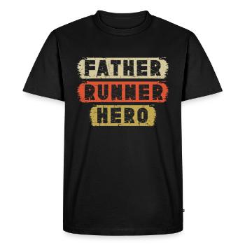 Papa coureur de marathon Entraîneur Marathonien - T-shirt Premium bio Homme - noir - Devant - Nico (187cm)