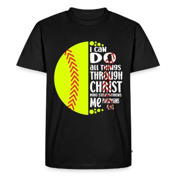 Je peux tout faire grâce à la balle molle du Christ - T-shirt Premium bio Homme - noir - Devant - Nico (187cm)