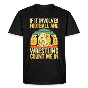Drôle De Football Et De Lutte Lutteur - T-shirt Premium bio Homme - noir - Devant - Nico (187cm)