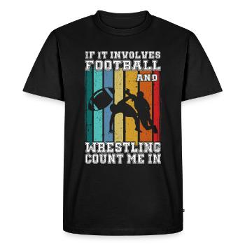 Drôle De Football Et De Lutte Lutteur - T-shirt Premium bio Homme - noir - Devant - Nico (187cm)