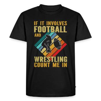 Drôle De Football Et De Lutte Lutteur - T-shirt Premium bio Homme - noir - Devant - Nico (187cm)