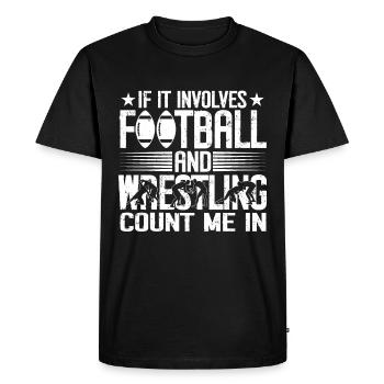 Drôle De Football Et De Lutte Lutteur - T-shirt Premium bio Homme - noir - Devant - Nico (187cm)