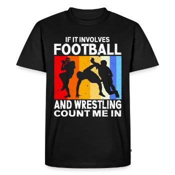 Drôle De Football Et De Lutte Lutteur - T-shirt Premium bio Homme - noir - Devant - Nico (187cm)