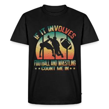 Drôle De Football Et De Lutte Lutteur - T-shirt Premium bio Homme - noir - Devant - Nico (187cm)