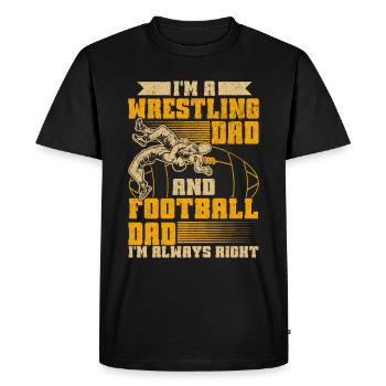 J’ai deux titres : Wrestling Dad et Football Dad - T-shirt Premium bio Homme - noir - Devant - Nico (187cm)