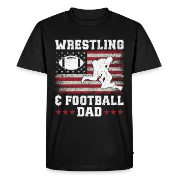 J’ai deux titres : Wrestling Dad et Football Dad - T-shirt Premium bio Homme - noir - Devant - Nico (187cm)