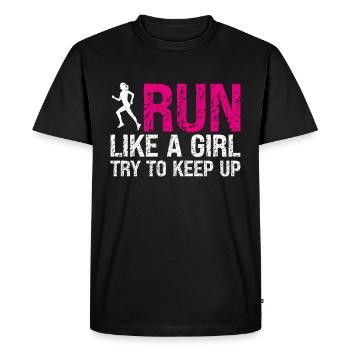 Coureur Filles Course Cross Country Piste Marathon - T-shirt Premium bio Homme - noir - Devant - Nico (187cm)