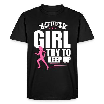 Coureur Filles Course Cross Country Piste Marathon - T-shirt Premium bio Homme - noir - Devant - Nico (187cm)