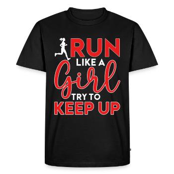 Coureur Filles Course Cross Country Piste Marathon - T-shirt Premium bio Homme - noir - Devant - Nico (187cm)