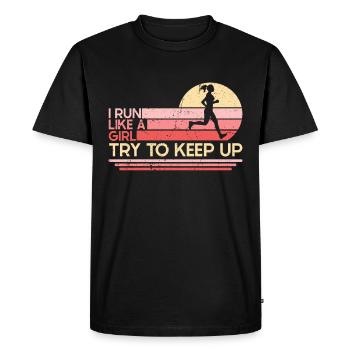 Coureur Filles Course Cross Country Piste Marathon - T-shirt Premium bio Homme - noir - Devant - Nico (187cm)