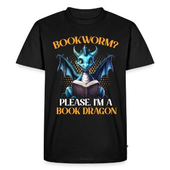 Dragons et livres Nerd Dragon Lover - T-shirt Premium bio Homme - noir - Devant - Nico (187cm)