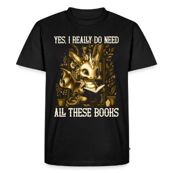 Dragons et livres Nerd Dragon Lover - T-shirt Premium bio Homme - noir - Devant - Nico (187cm)