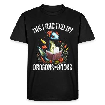 Dragons et livres Nerd Dragon Lover - T-shirt Premium bio Homme - noir - Devant - Nico (187cm)