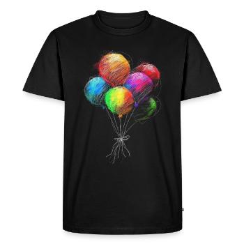 Ballons Dessin Oeuvre Coloré Motif Graphique - T-shirt Premium bio Homme - noir - Devant - Nico (187cm)
