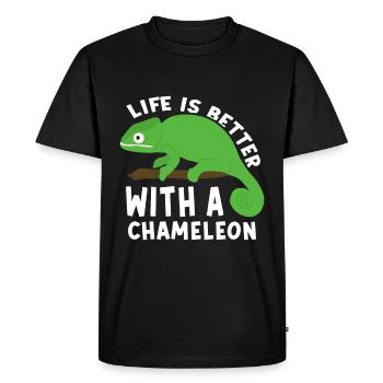 Chameleon Reptile Zoo Keeper Lizard Safari - Men's Premium Organic T-Shirt - black - Front - Nico (187cm)