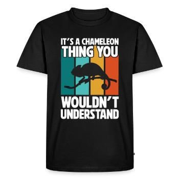 Chameleon Reptile Zoo Keeper Lizard Safari - Men's Premium Organic T-Shirt - black - Front - Nico (187cm)