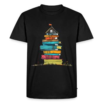 Book House Artwork Illustration Graphic Artwork - Men's Premium Organic T-Shirt - black - Front - Nico (187cm)