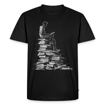 Book Boy Drawing Art Men Graphic Motif Book - Men's Premium Organic T-Shirt - black - Front - Nico (187cm)