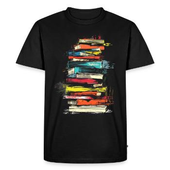 Book Painting Artwork Illustration Colorful Graphic - Men's Premium Organic T-Shirt - black - Front - Nico (187cm)
