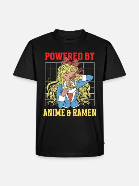 Powered By Anime & Ramen - Men's Premium Organic T-Shirt - black